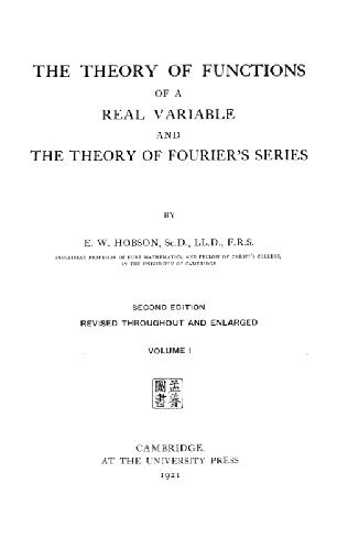 خرید و دانلود نسخه کامل کتاب Theory of Functions of a Real Variable and the Theory of Fourier's Series V1