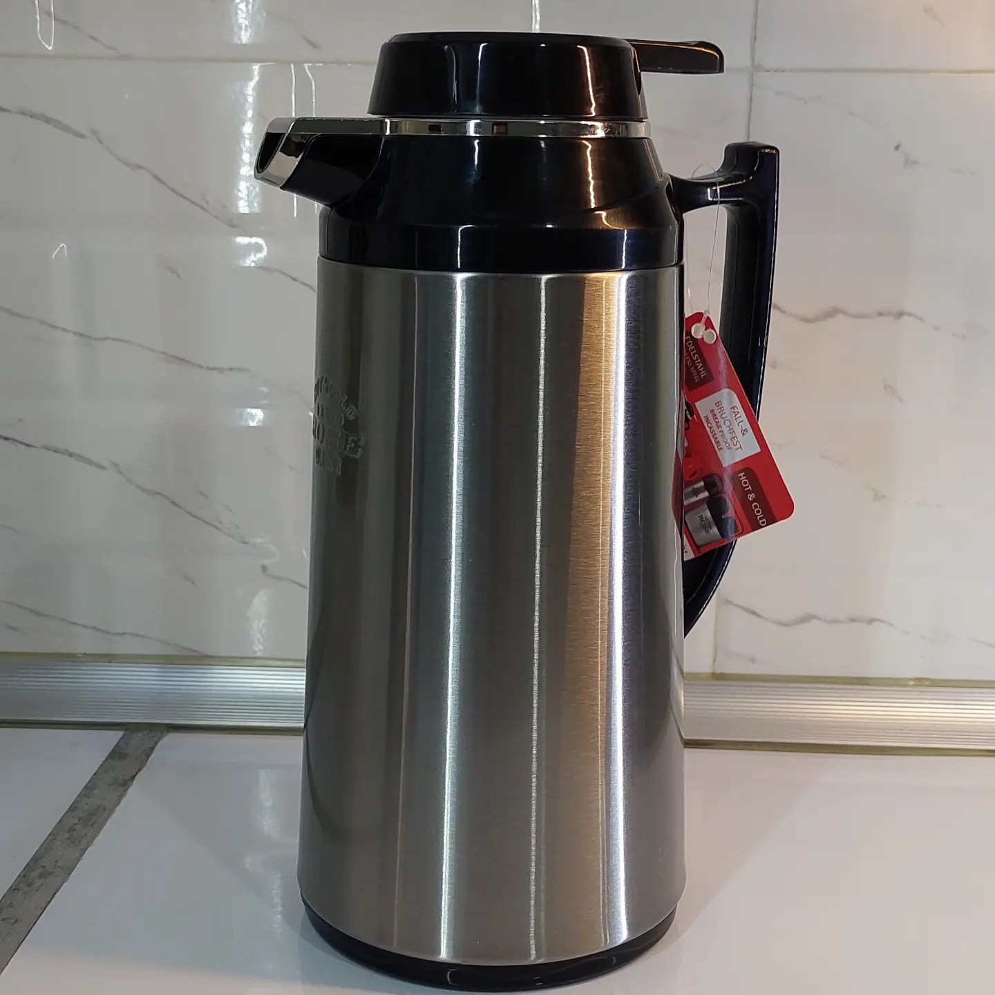 فلاسک بدنه استیل شیشه دار 1.6 لیتری مارک رُز  با نگهداری بالا