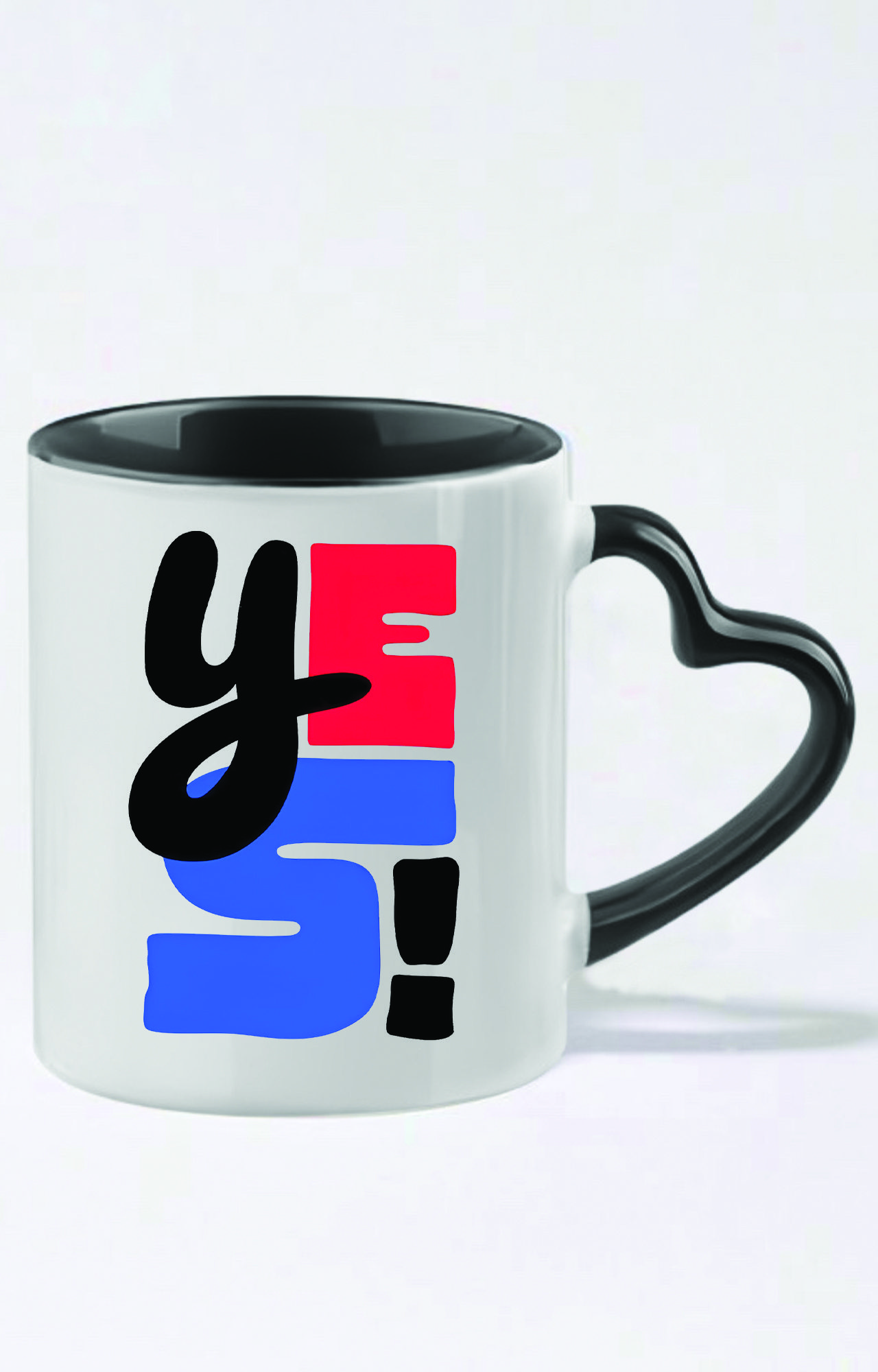 ماگ دسته قلبی رنگی طرح yes کد 3401