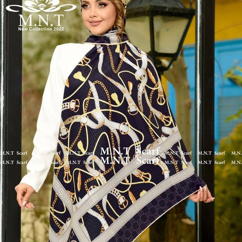 روسری حریر نخ دست دوز جنس عالی و شیک ابعاد 140در 140