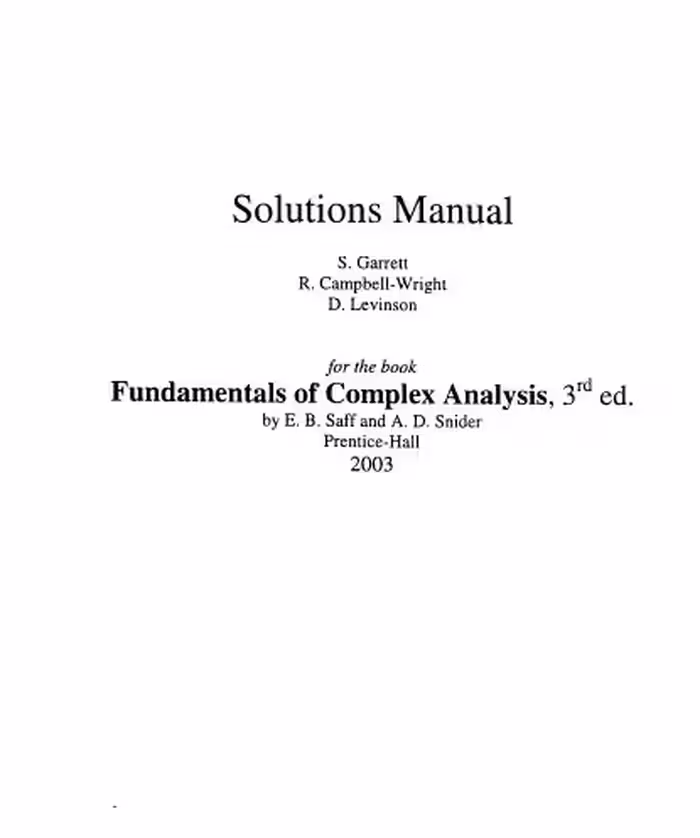 خرید و دانلود نسخه کامل کتاب Fundamentals of Complex Analysis: with Applications to Engineering and Science (3rd edition) - PDF [Solutions Manual]