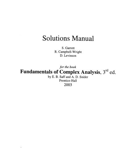 خرید و دانلود نسخه کامل کتاب Fundamentals of Complex Analysis: with Applications to Engineering and Science (3rd edition) - PDF [Solutions Manual]