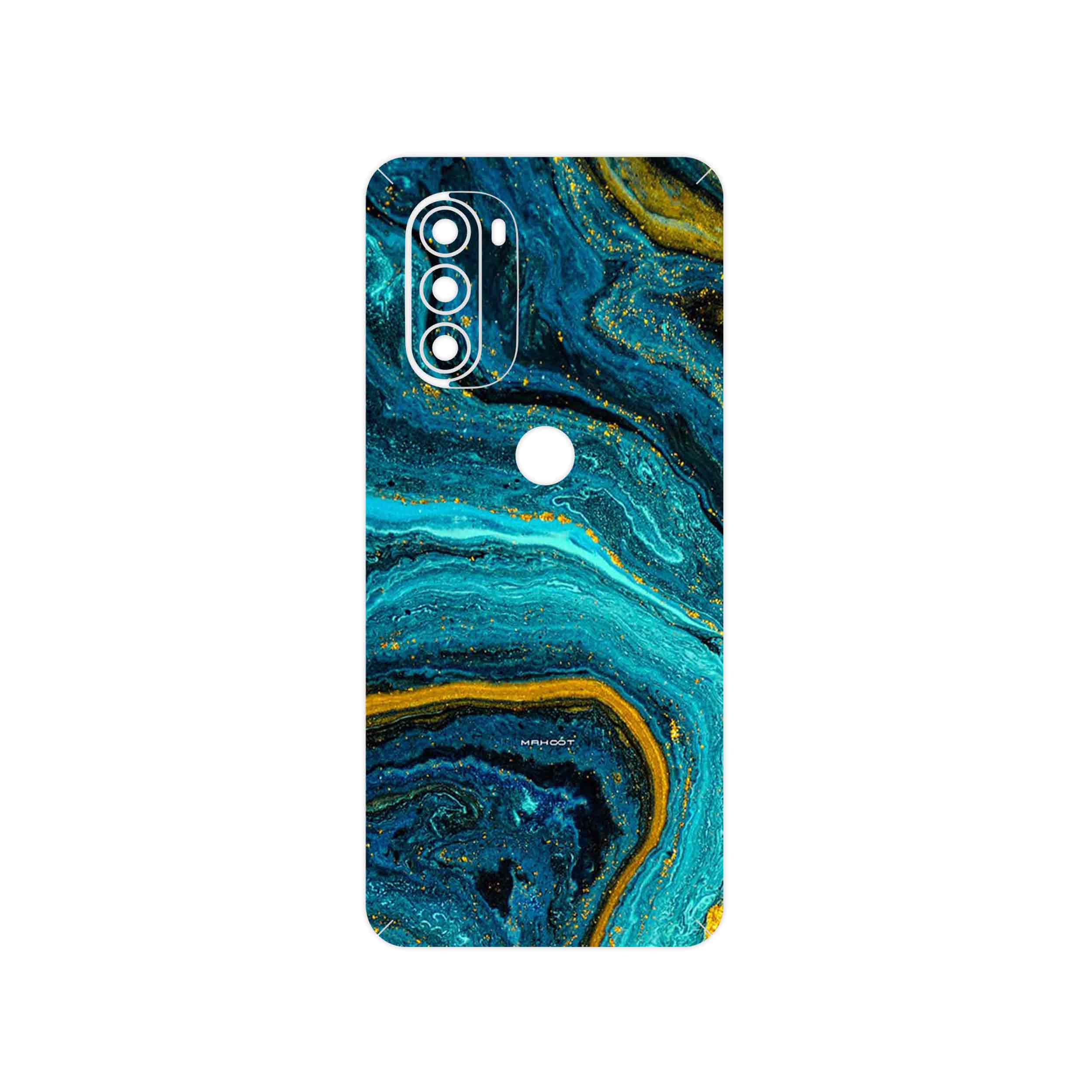 برچسب پوششی ماهوت مدل Turquoise marblewith golden streaks مناسب برای گوشی موبایل موتورولا Moto G51 5G