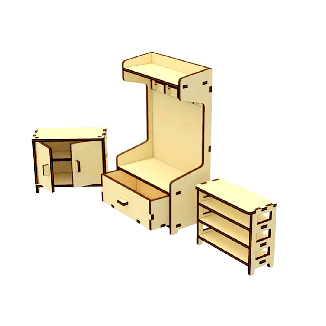 ماکت دکوری مدل کمد و جاکفشی مجموعه 3 عددی