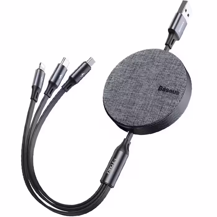 کابل 3 در 1 مدل CAMLT-BYG1 Fabric 3-in-1 Flexible Cable با طول 120cm برند Baseus