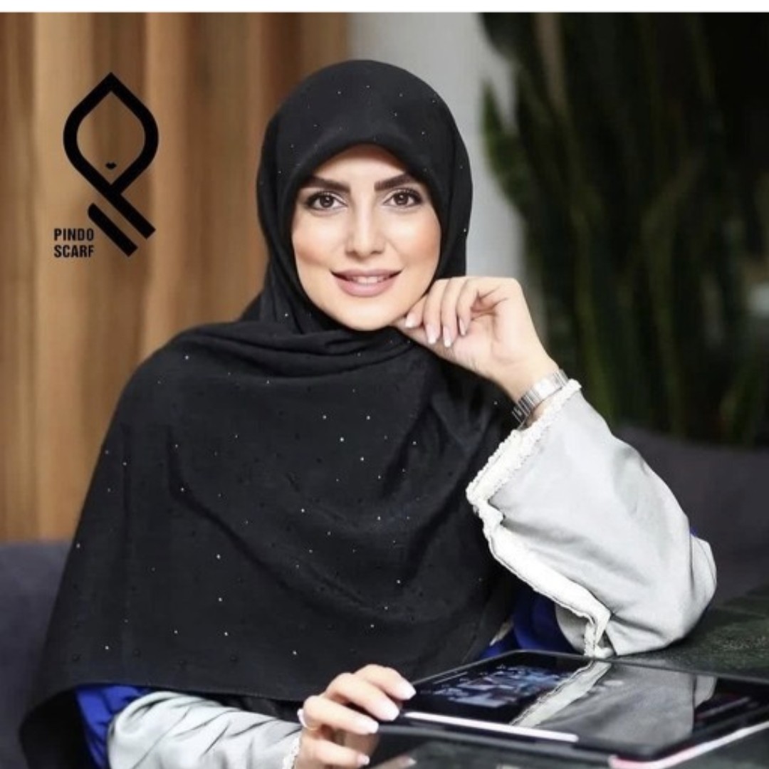 روسری نخ اسلپ نگین دار مشکی محرم