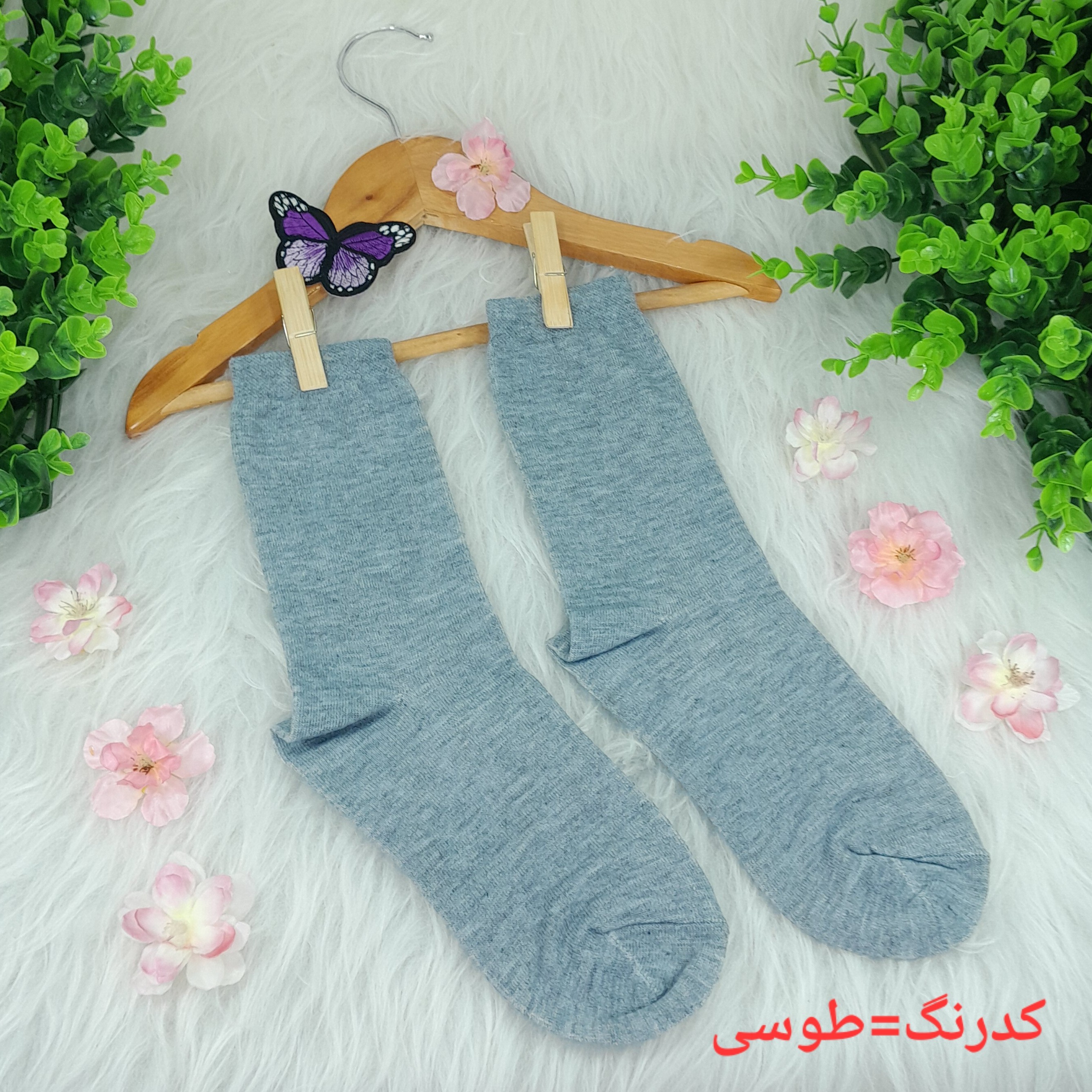 جوراب ساق بلند ساده نخی اعلا نیمه ضخیم و لطیف فریسایز 37تا43