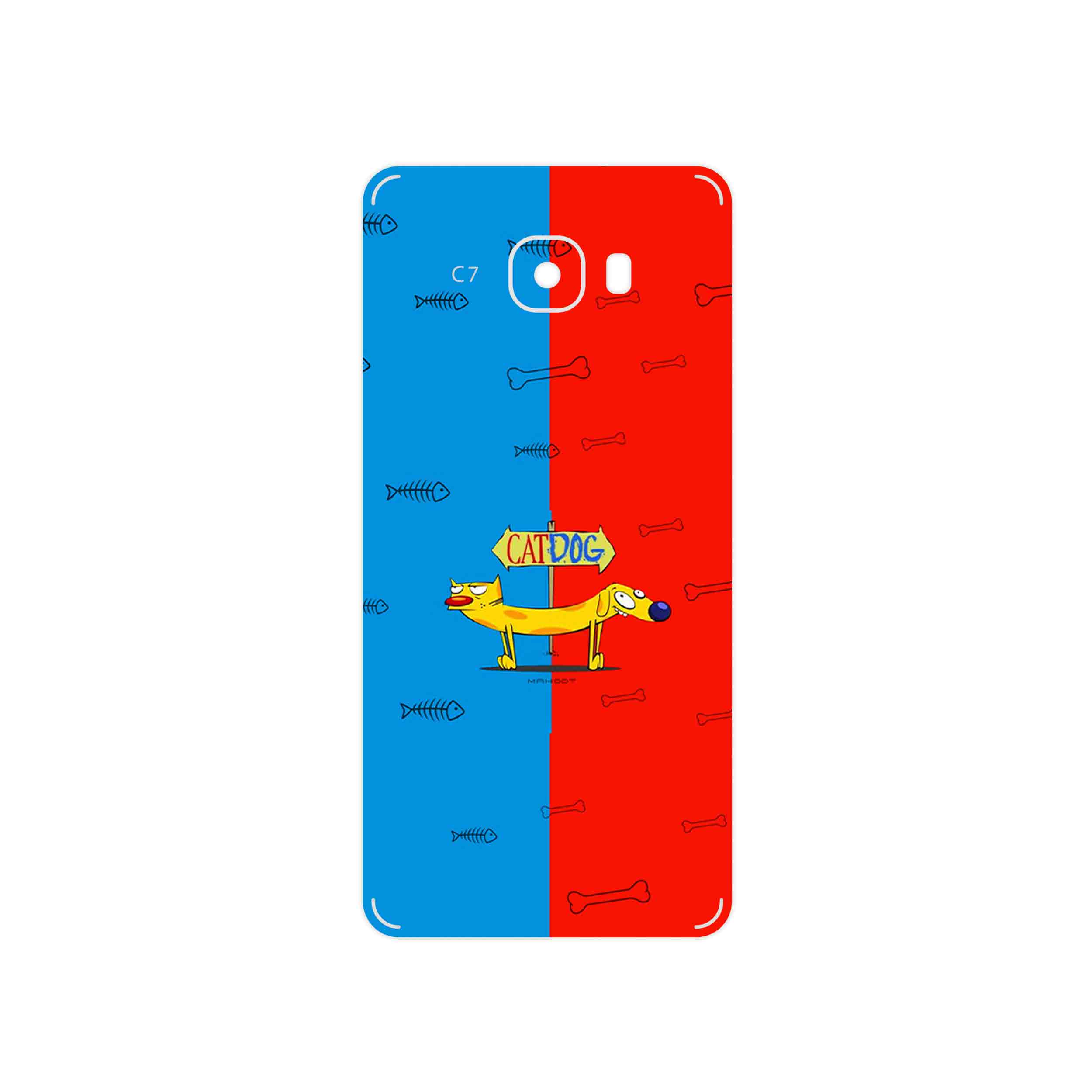 برچسب پوششی ماهوت مدل CatDog مناسب برای گوشی موبایل سامسونگ Galaxy C7