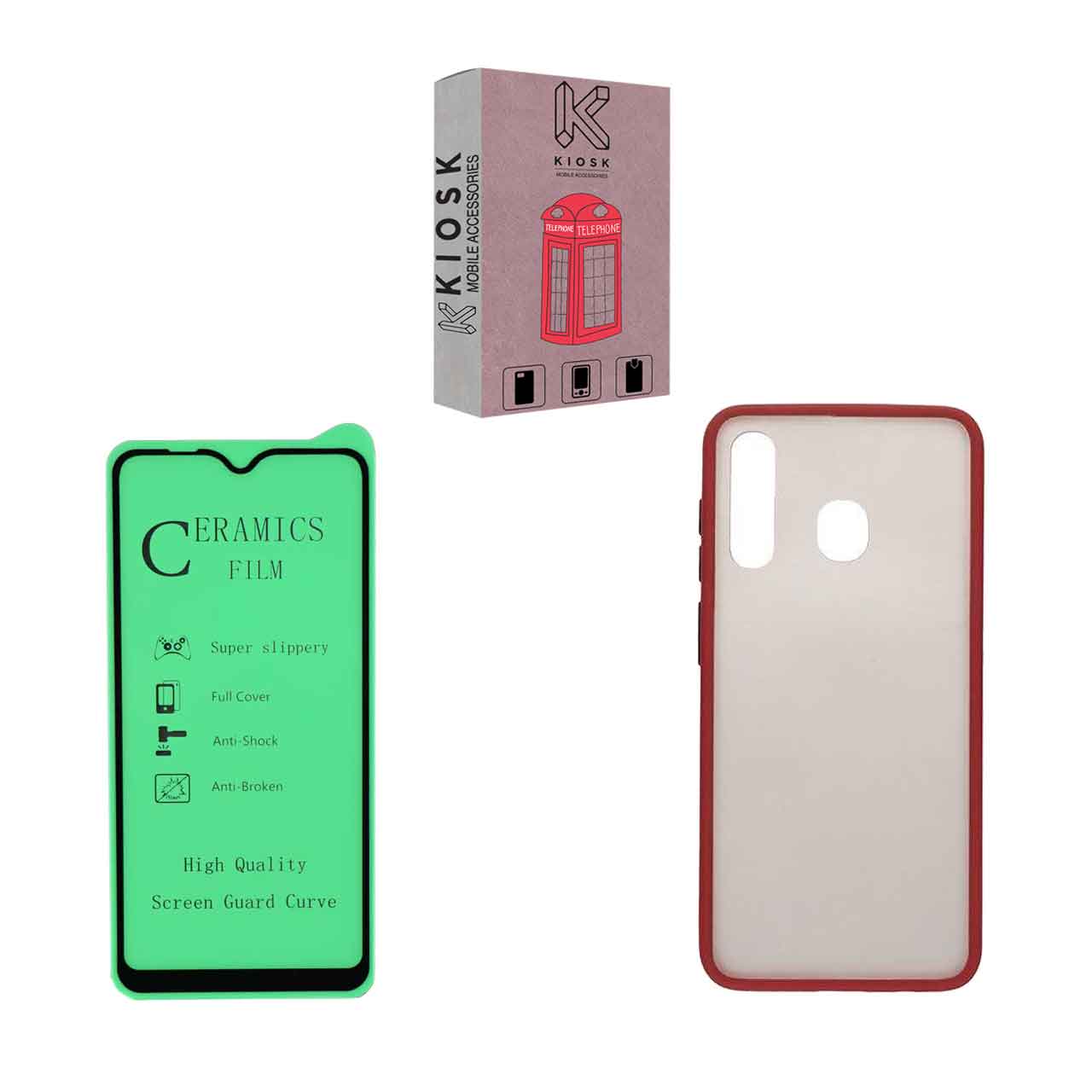 کاور کیوسک مدل KPC-KSRMC-1 مناسب برای گوشی موبایل سامسونگ Galaxy A20/A30 به همراه محافظ صفحه نمایش