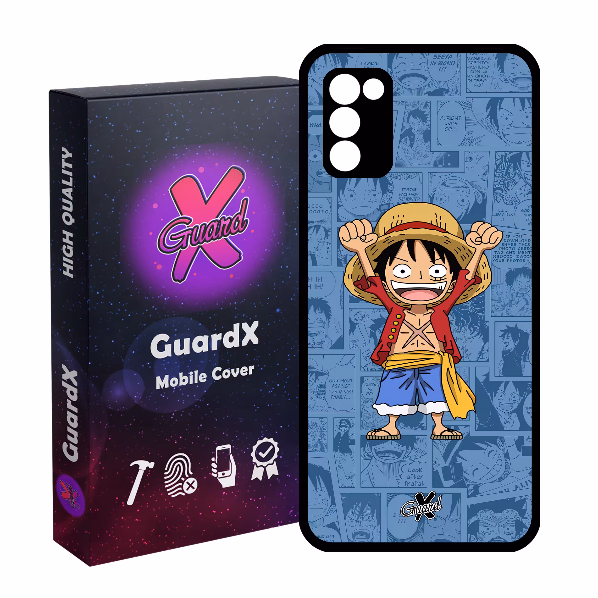 کاور گارد ایکس طرح One Piece Luffy Anime مدل Glass10464 مناسب برای گوشی موبایل سامسونگ Galaxy A03S/A02S/M02S/F02S