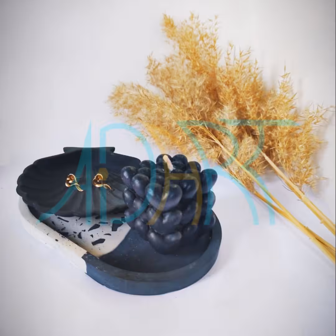 ست سه تیکه navyblue شمع  زیرلیوانی جاجواهری سنگی بتنی