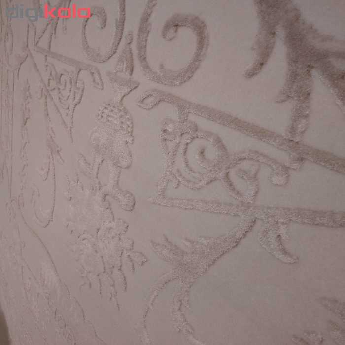 فرش ماشینی زمرد مشهد کد DI08 زمینه کرم