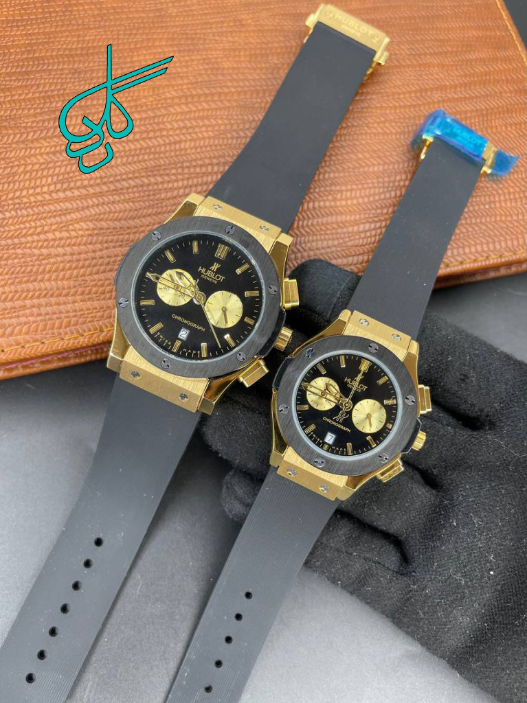 خرید ست ساعت زنانه و مردانه هابلوت Hublot سه موتوره فعال بند رابر کد 2115863 - ردگل