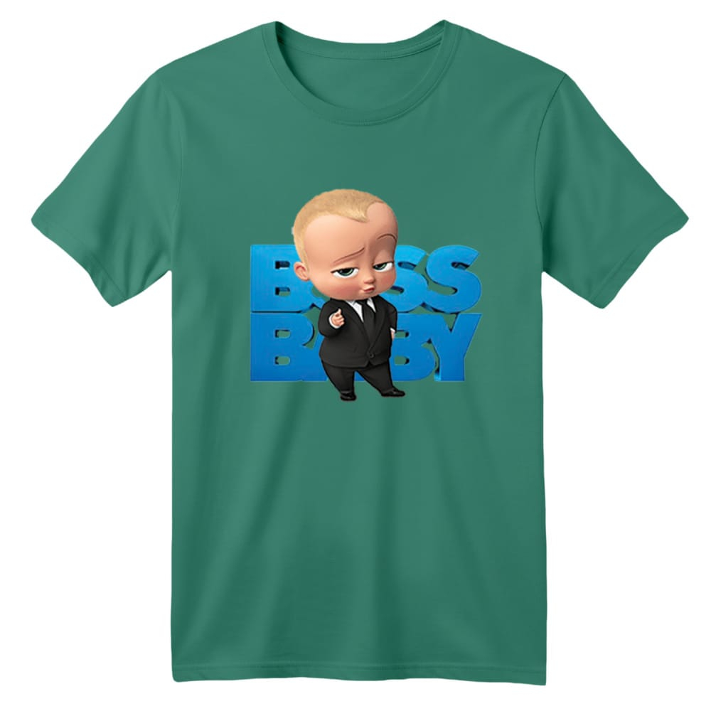 تی شرت آستین کوتاه بچگانه مدل بچه رئیس کد 1 رنگ سبز سدری