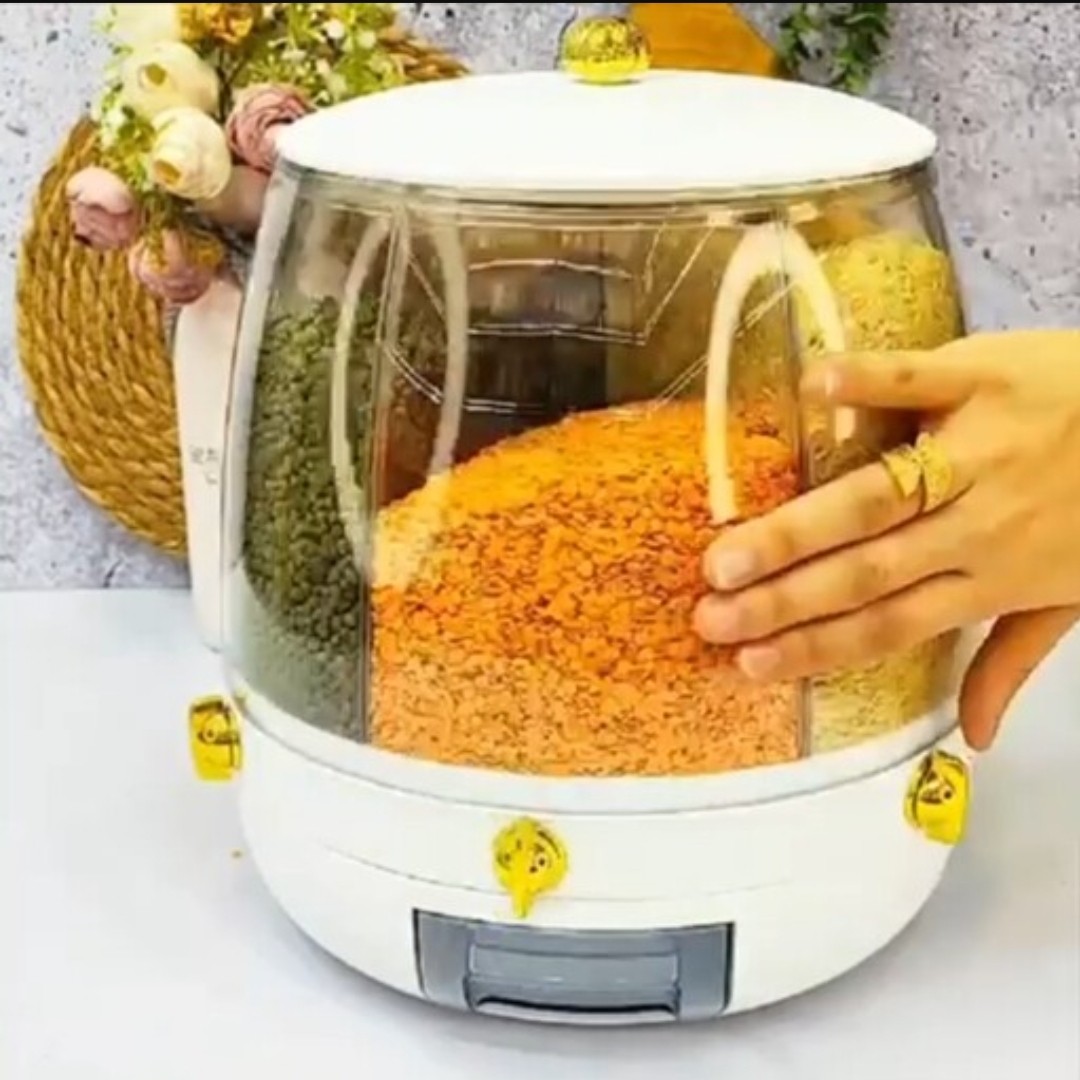 جاحبوباتی چرخشی 360 درجه طرح جدید دکمه طلایی جهت نگهداری حبوبات جا حبوباتی با کیفیت عالی