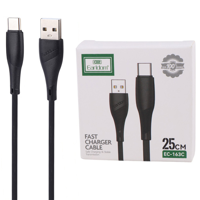 کابل کوتاه تایپ سی فست شارژ Earldom EC-163C 2.4A 25cm