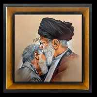 تابلو کاشی نقاشی رهبری و شهید سلیمانی مدل 2ZG60