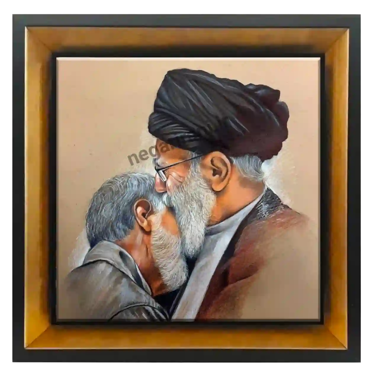 تابلو کاشی نقاشی رهبری و شهید سلیمانی مدل 2ZG60