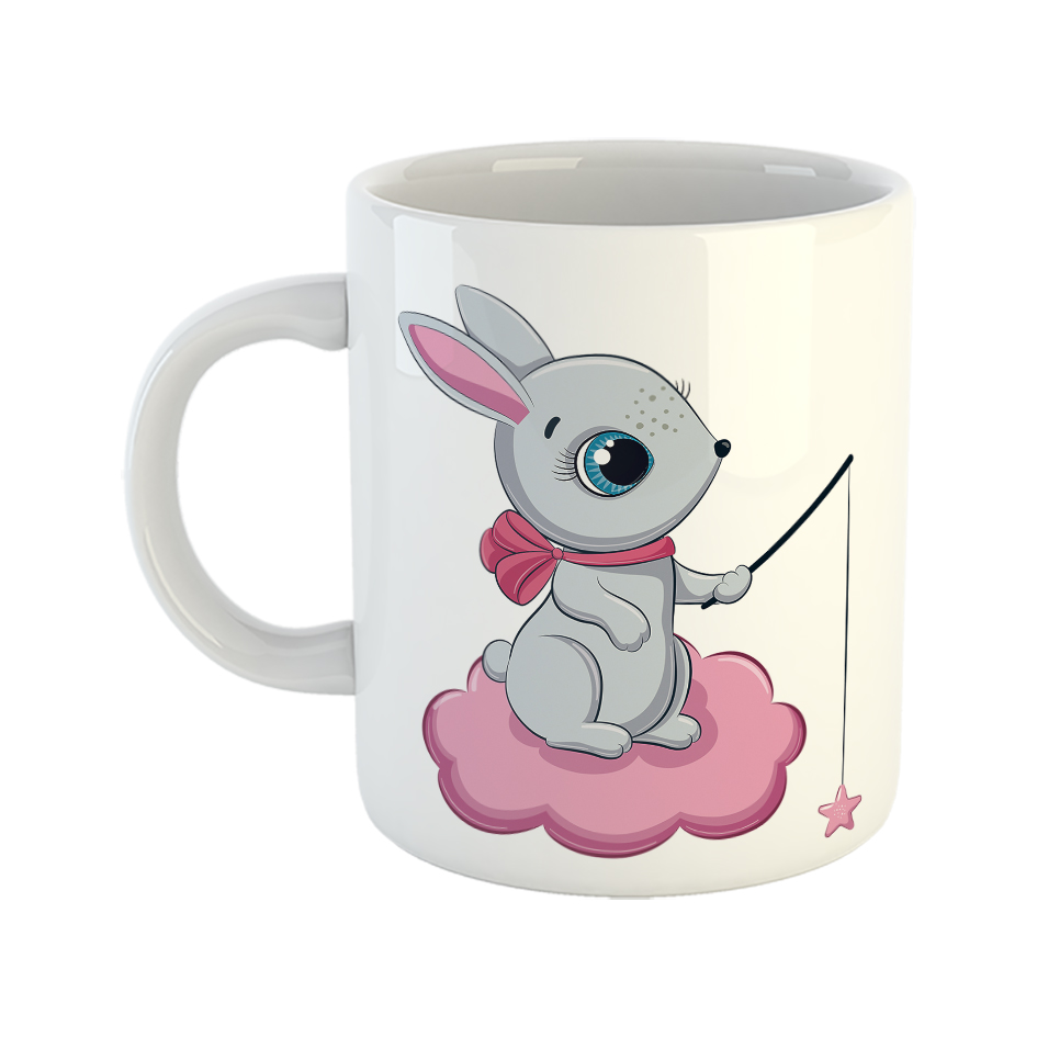 ماگ طرح بچه خرگوش و ستاره چینی با قلاب