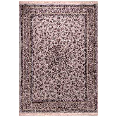 فرش ماشینی زمرد مشهد مدل 55001 زمینه کرم