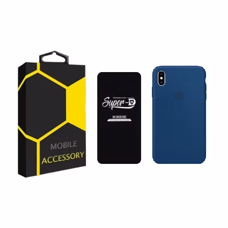 کاور مدل silicone مناسب برای گوشی موبایل اپل Iphone X / XS به همراه محافظ صفحه نمایش