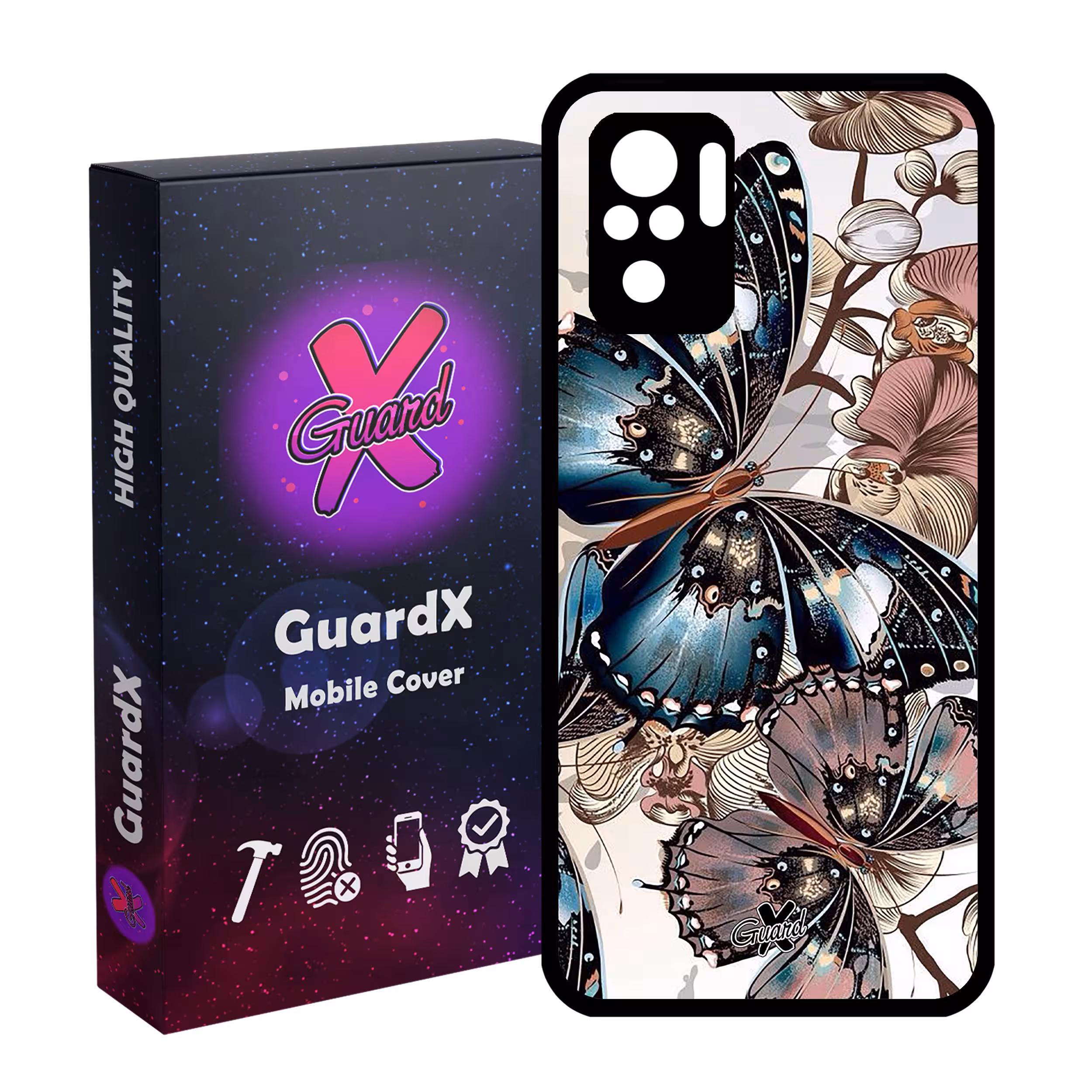 کاور گارد ایکس طرح پروانه مدل Glass10285 مناسب برای گوشی موبایل شیائومی Redmi Note 10 4G / Note 10S