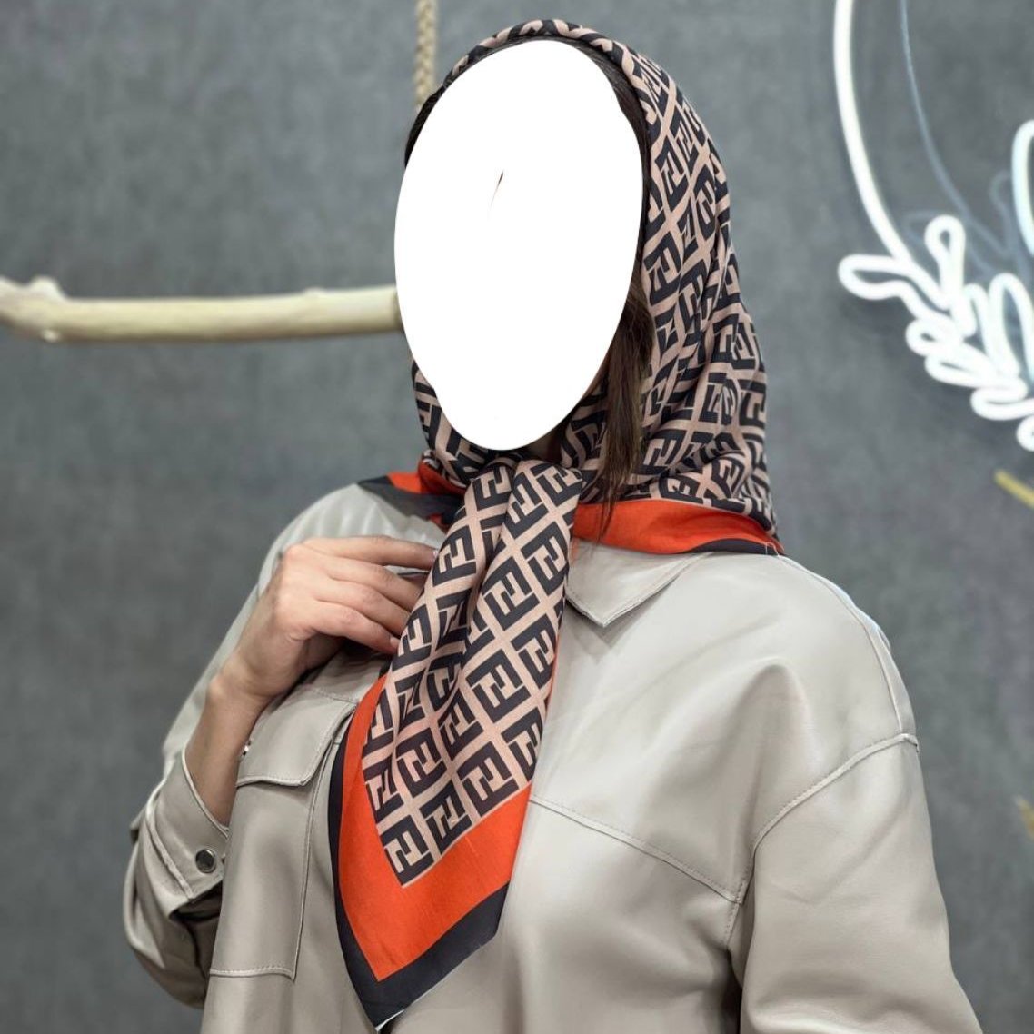 روسری نخی قواره 100 دور نارنجی