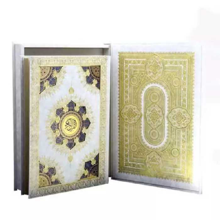 110183-قرآن رحلی گلاسه جعبه دار پلاک خورشیدی ترجمه الهی قمشه ای