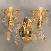 لوستر دیواری کلاسیک دو شاخه طلایی