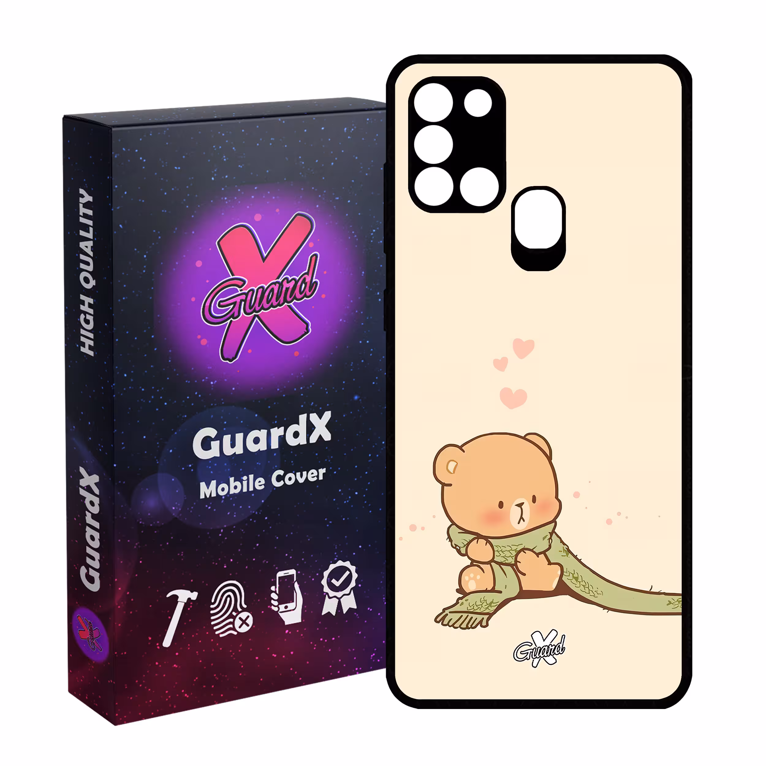 کاور گارد ایکس طرح خرس 1 مدل Glass10488 مناسب برای گوشی موبایل سامسونگ Galaxy A21s