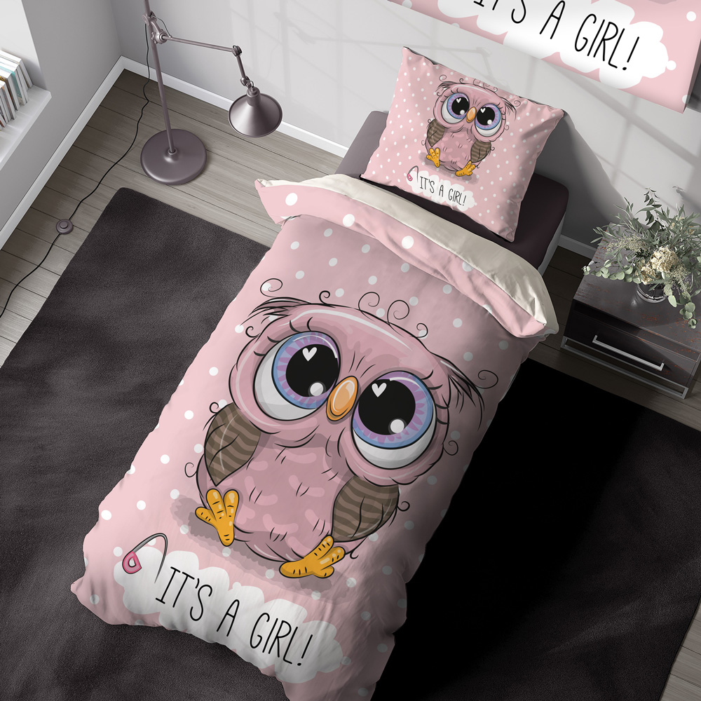 روتختی فانتزی طرح جغد کارتونی با زمینه خال خالی SM-35001