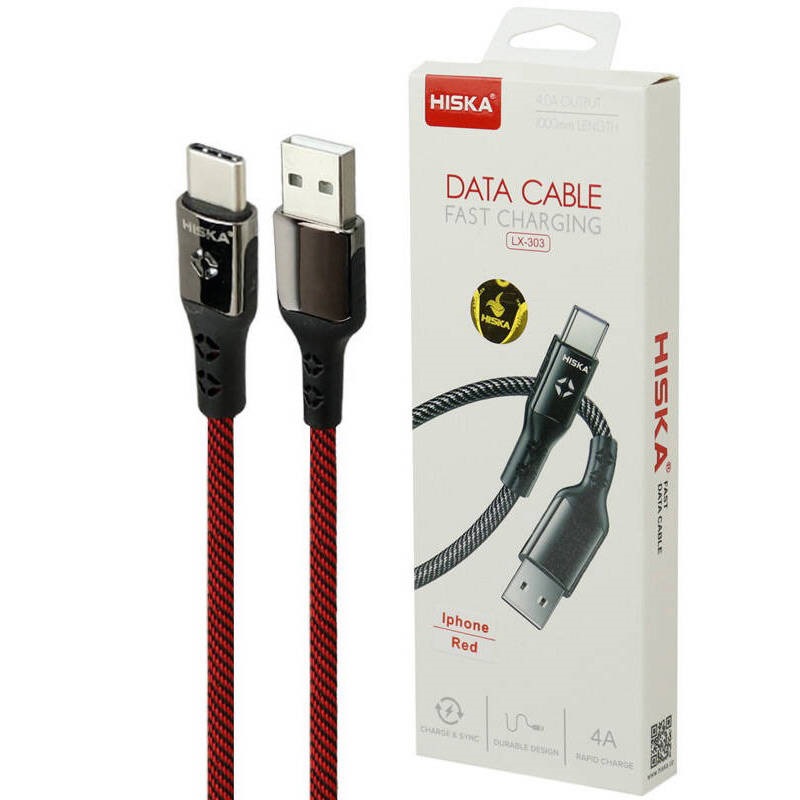 کابل تایپ سی فست شارژ Hiska LX-303 4A 1m