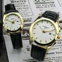 ست و تک زنانه مردانه ساعت مچی تیسوت بند چرم موتور شرکتی  TISSOT