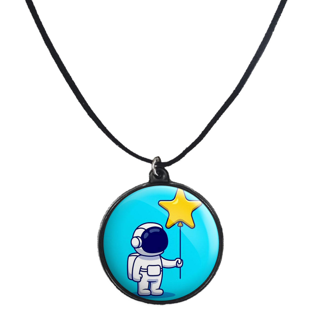 گردنبند پرمانه طرح فضانورد کد pmb.10329 مدل دو طرفه