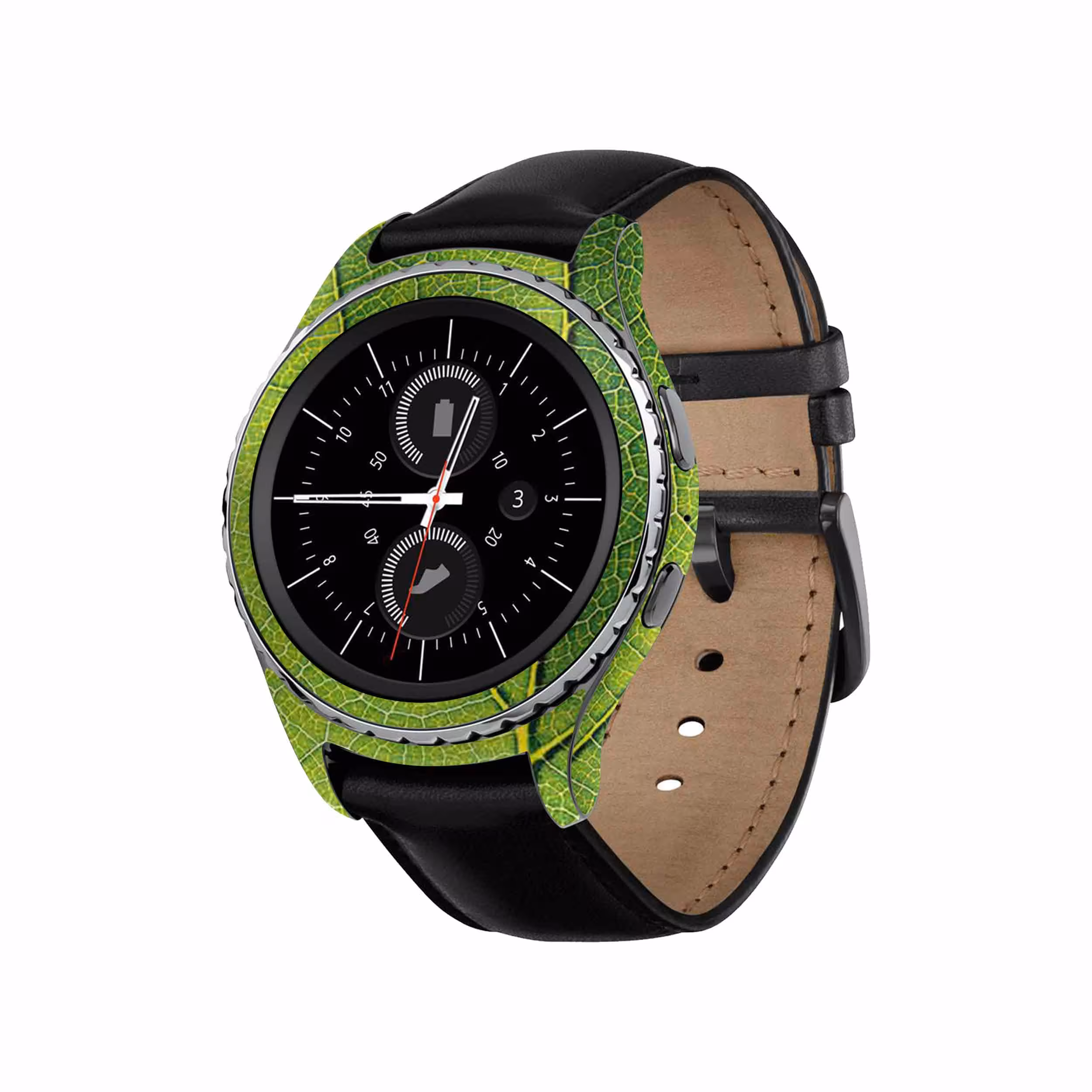 برچسب ماهوت طرح Leaf_Texture مناسب برای ساعت هوشمند سامسونگ Galaxy Gear S2 Classic