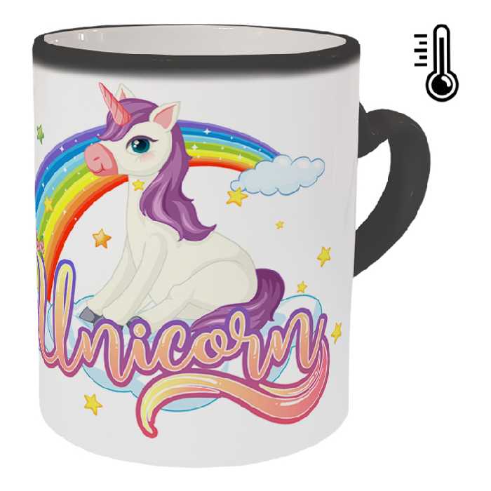 ماگ حرارتی مدل دسته قلبی طرح یونیکورن کد 94