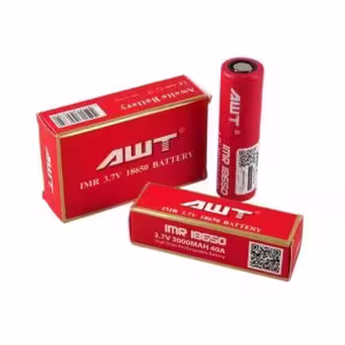 باتری لیتیوم یون سایز 18650 سر تخت 3000mA برند AWT بسته تکی