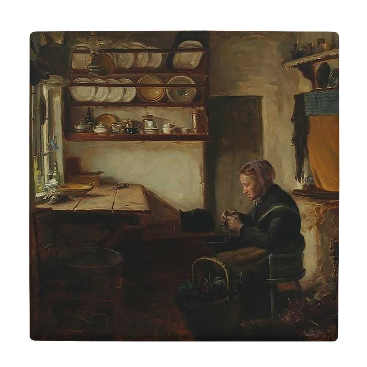 کاشی کارنیلا طرح نقاشی آشپزخانه و مادر بزرگ کد wkk1977