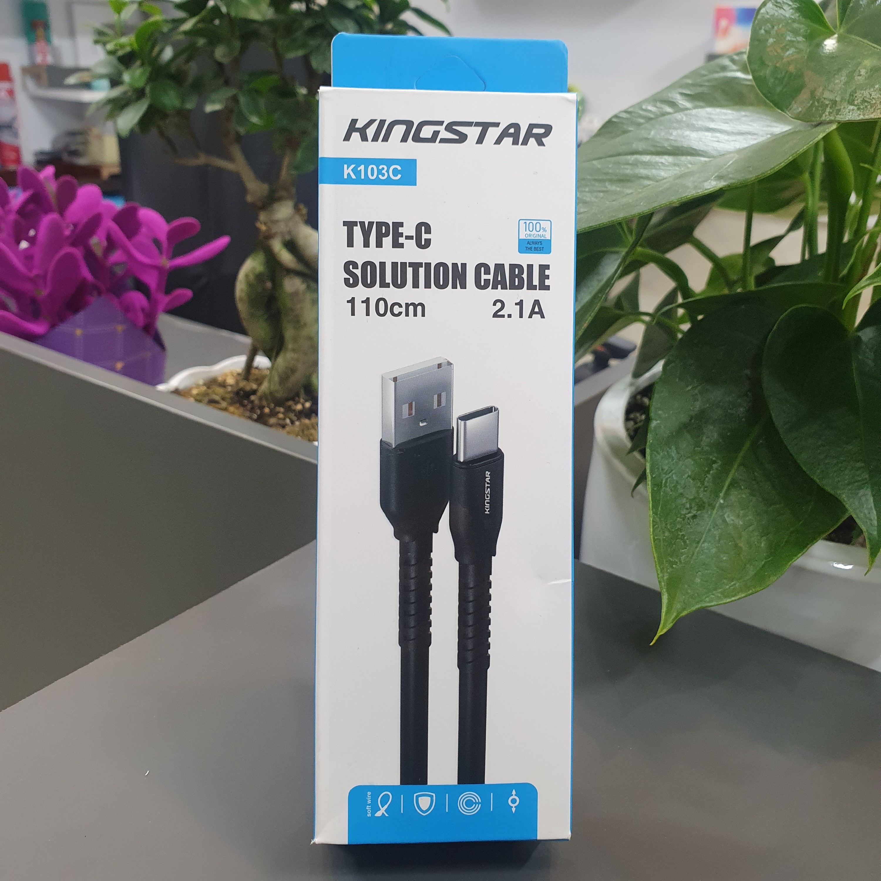 کابل  شارژر و تبدیل USB به USB-C کینگ استار مدل K103C طول 1.1 متر