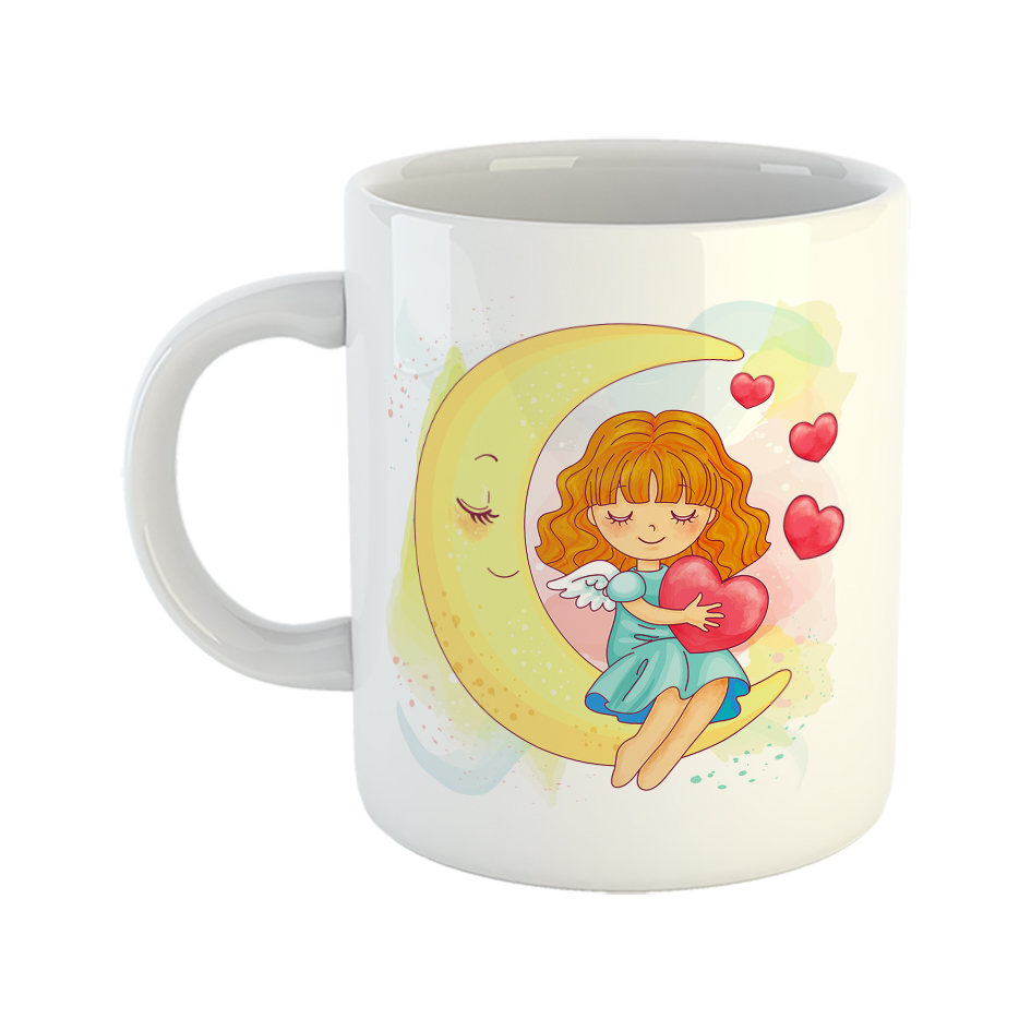 ماگ طرح ماه و دختر قلبی