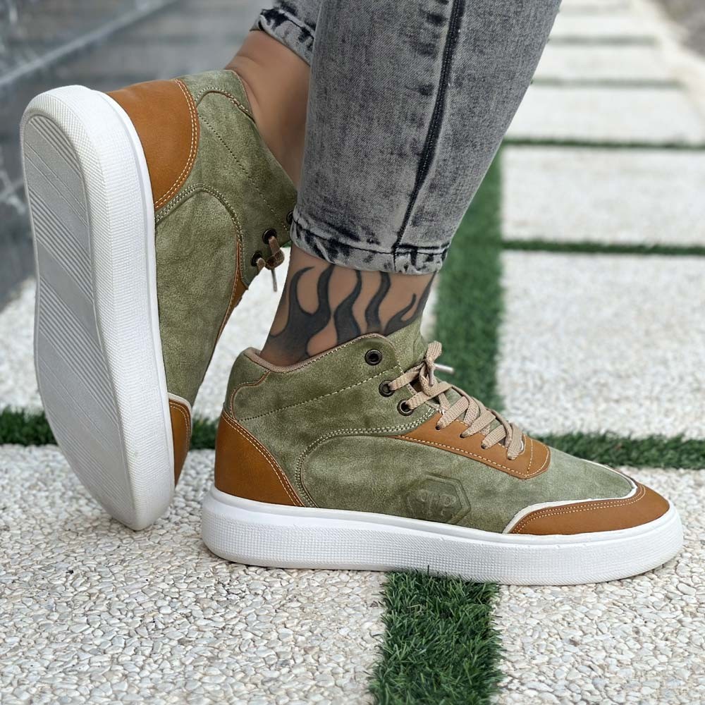 کتانی مردانه نیم ساق qp سدری جنس رویه چرم صنعتی جنس زیره pu سایزبندی 41 الی 44