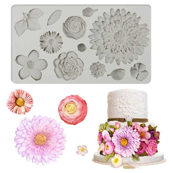 مالد فوندانت مدل گل و برگ