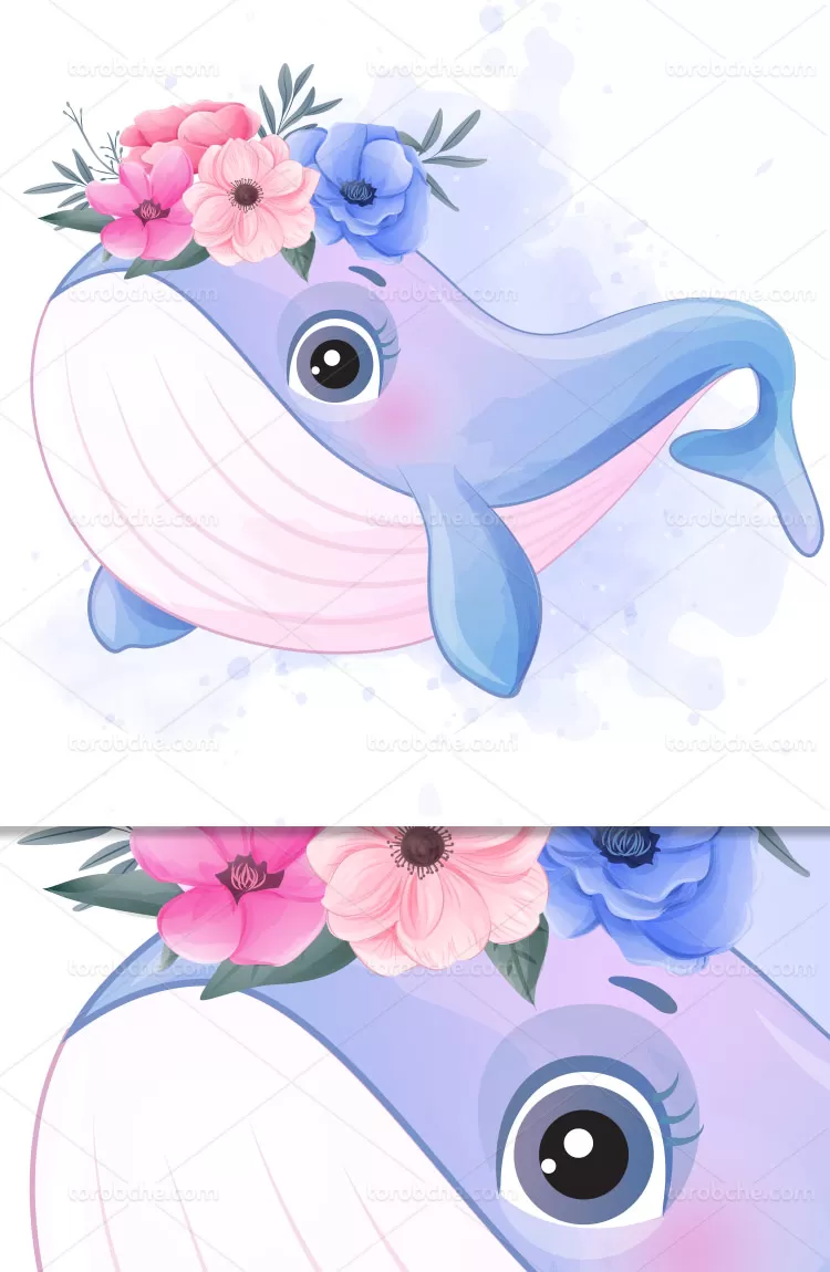 وکتور کاراکتر نهنگ بامزه | گرافیک با طعم تربچه