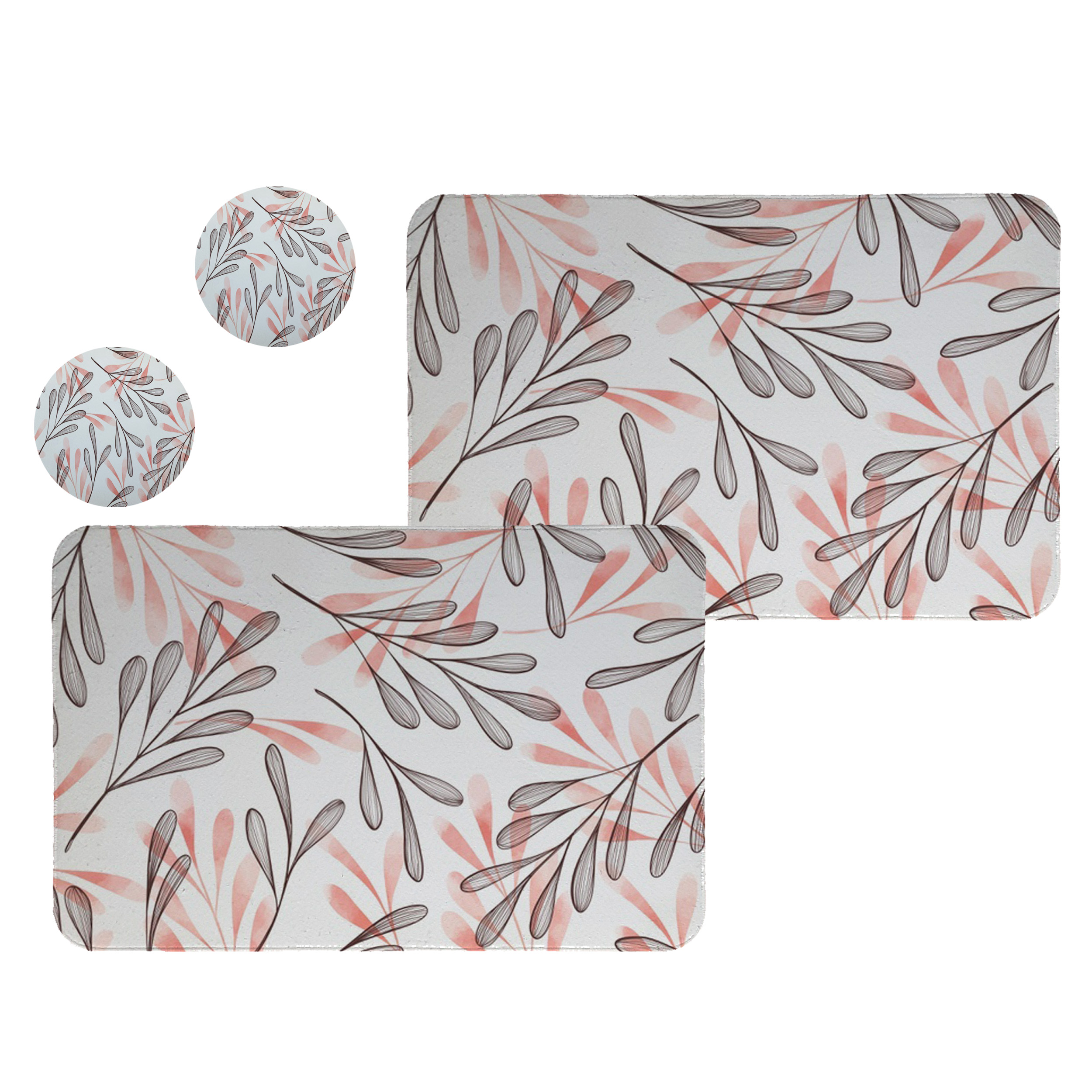 زیربشقابی طرح برگ کد 8054 مجموعه 2عددی به همراه زیر لیوانی