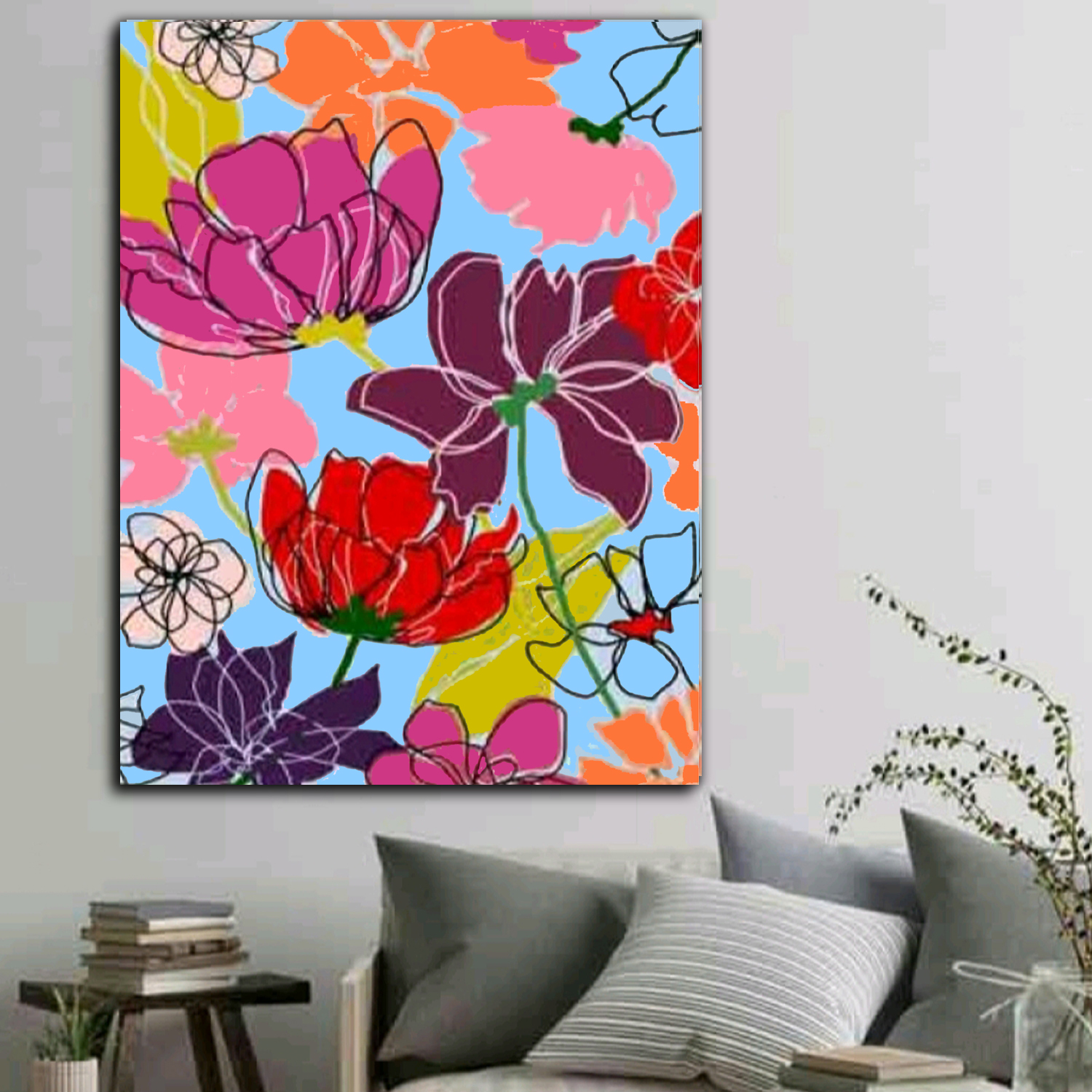 تابلو نقاشی طرح گل های رنگی کد 315