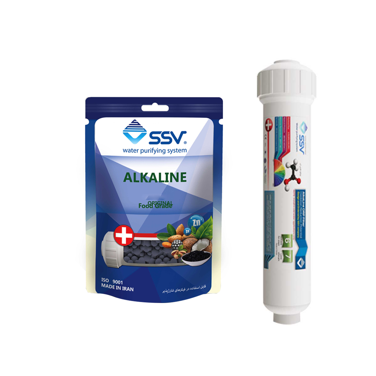 فیلتر دستگاه تصفیه آب اس اس وی مدل Alkaline به همراه شارژ یدک وزن 320 گرم