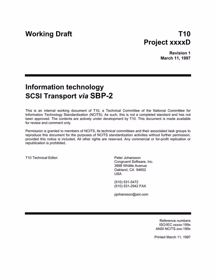 خرید و دانلود نسخه کامل کتاب SCSI Transport via SBP-2 (STS r01)