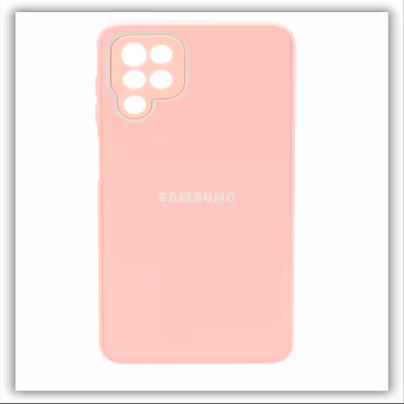 قاب پشت شیشه ای لوگودار Samsung A12- M12 -F12 گلبهی ضدخش