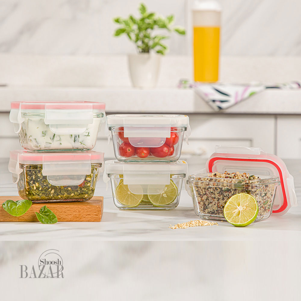 ظرف شیشه ای مستطیل 180 میلی لیتر دربدار لیمون کد 1953