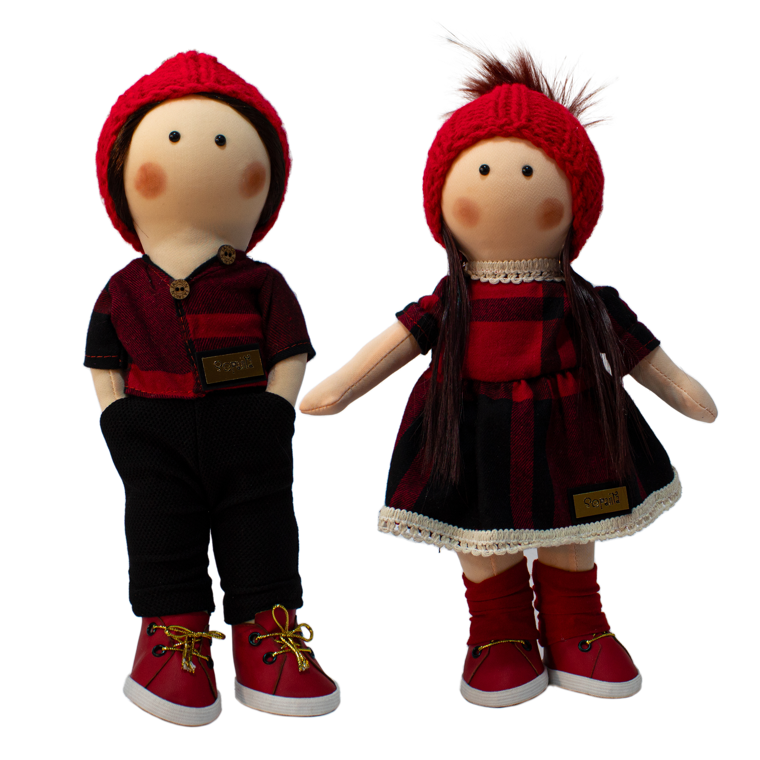 عروسک مدل روسی طرح دختر و پسر ارتفاع 30 سانتی متر مجموعه 2 عددی
